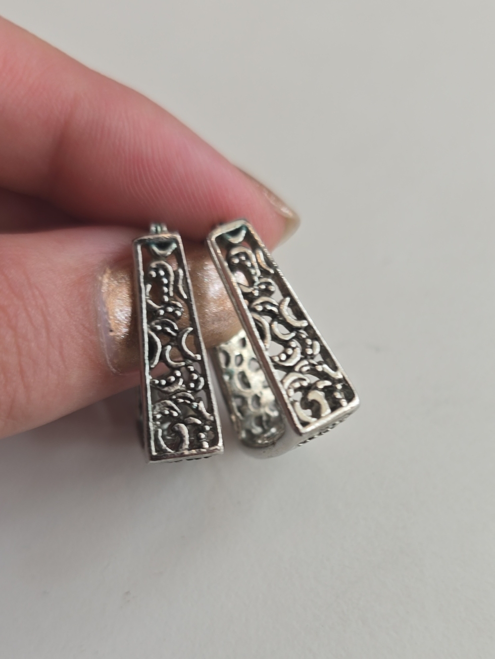 VTG Silver Filigree Hoop Earrings